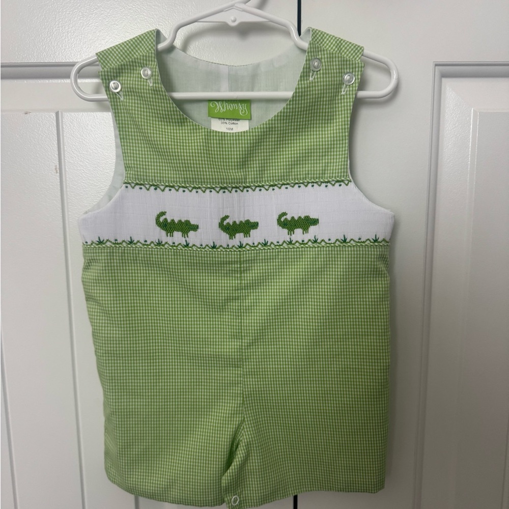 Classic Whimsy Green Alligator Romper